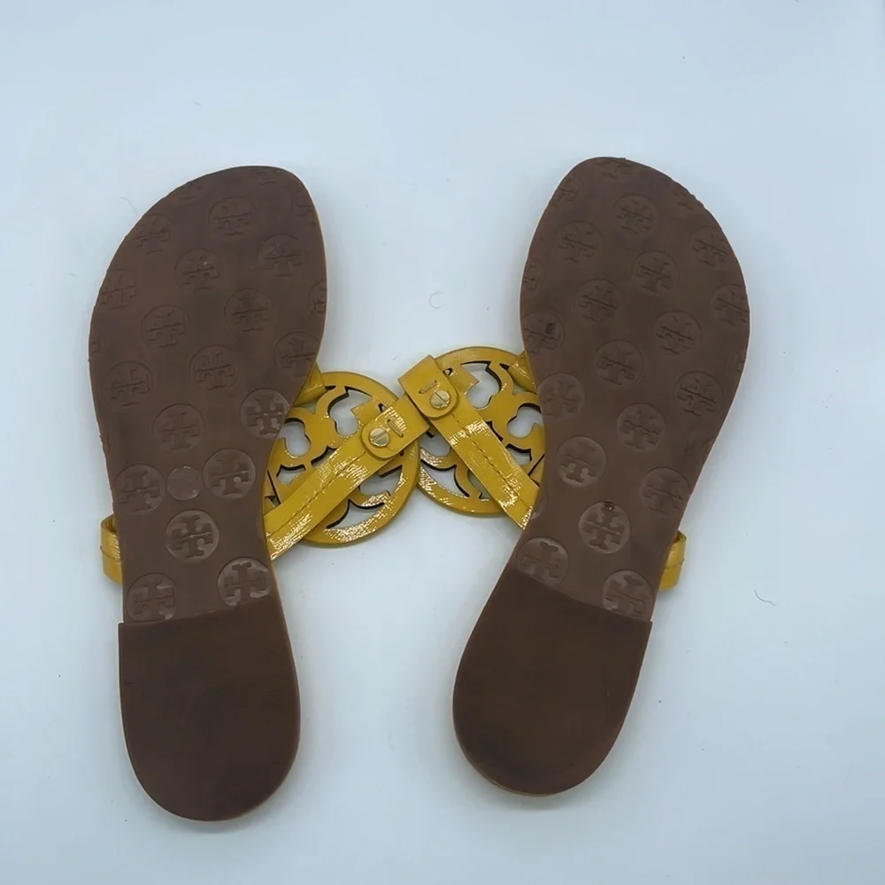 Tory Burch Yellow Leather T strap miller thong sandals 7